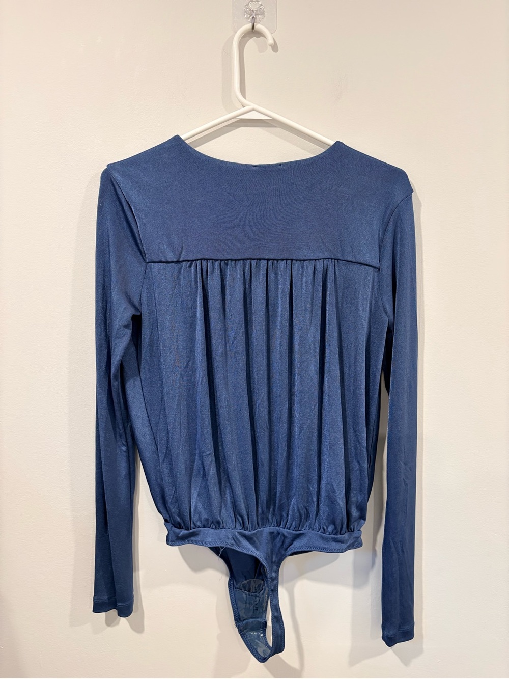 Free People Blue Surplice Long Sleeve Bodysuit Size M - Picture 4 of 11